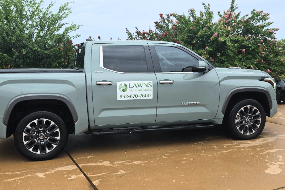 Lawns to Remember work truck serving landscaping customers in League City, TX